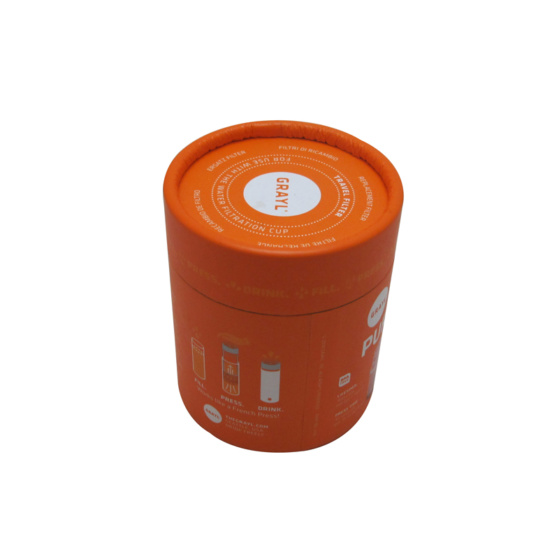 Orange Custom Round Paper Box with Bottom and Lid